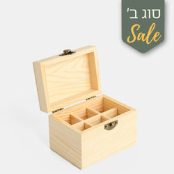 קופסת איחסון שמנים אתריים מעץ טיבעי - 6 תאים - סוג ב
